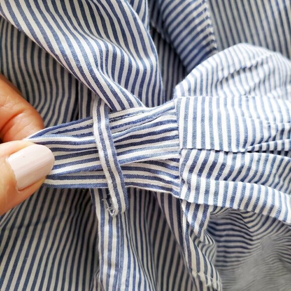 Zara Boho Striped Wrap Top Embroidered Bishop Sleeve Artsy Eclectic Size M - Picture 8 of 16